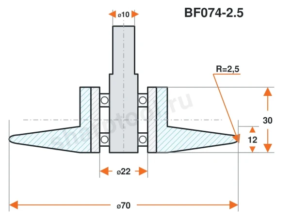BF074-2.5 Ролик нейлоновый для линии окутывания 70х30 R2,5