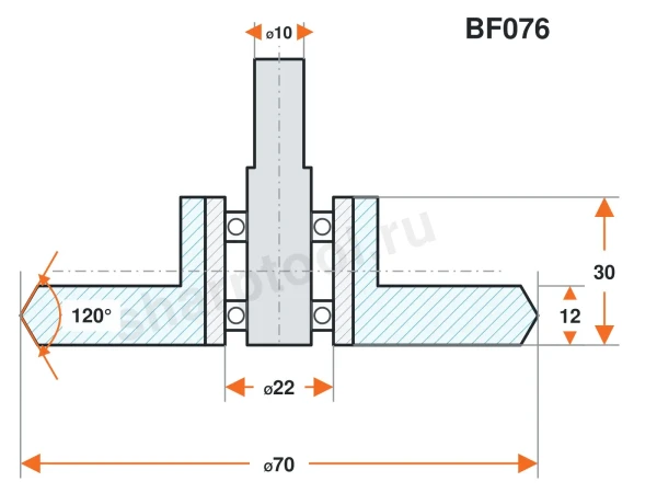 BF076 Ролик нейлоновый для линии окутывания 70х30 120° H12