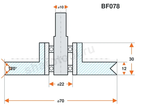 BF078 Ролик нейлоновый для линии окутывания 70х30 120° H12