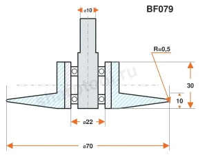 BF079 Ролик алюминиевый для линии окутывания 70х30 R0,5 H10