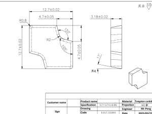 Нож твердосплавный 12,7х12,7х3,18 R=2, цикля (CA3170) 0373390500E SCM (9)